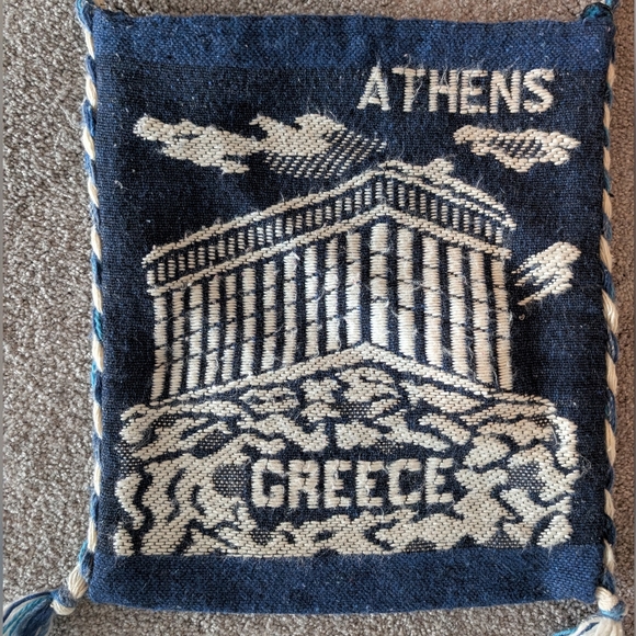Blue and White Athens Greece Souvenir Bag - Picture 3 of 4